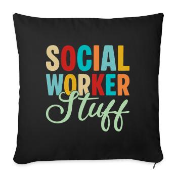 Social Worker Quote Stuff Social Work - Sofa pillowcase 17,3'' x 17,3'' (45 x 45 cm) - black - Front