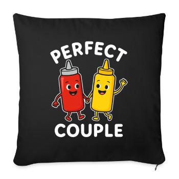 Perfect Couple Ketchup Mustard Friends - Sofa pillowcase 17,3'' x 17,3'' (45 x 45 cm) - black - Front