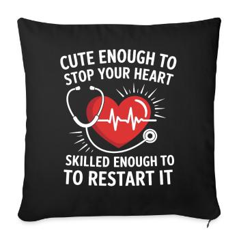 Heart restart motif with stethoscope - Sofa pillowcase 17,3'' x 17,3'' (45 x 45 cm) - black - Front