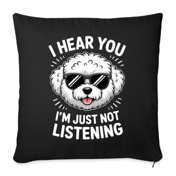 Expressions du Bichon Frisé Drôle : Don Bichon Frisé - Housse de coussin décorative 45 x 45 cm - noir - Devant