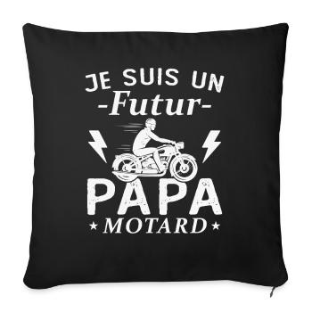 Ich bin ein werdender Biker-Vater - Sofakissenbezug 45 x 45 cm - Schwarz - Vorne