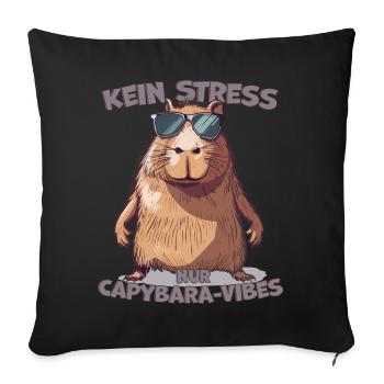 Capybara dit : pas de stress, seulement des vibrations - Housse de coussin décorative 45 x 45 cm - noir - Devant