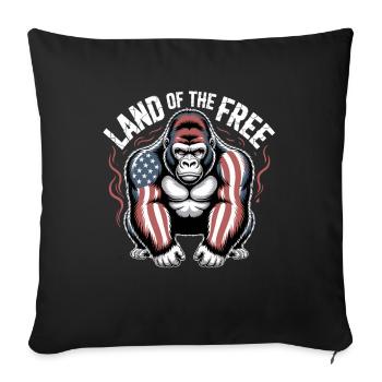 Land of the Free Gorilla with American Flag - Sofa pillowcase 17,3'' x 17,3'' (45 x 45 cm) - black - Front