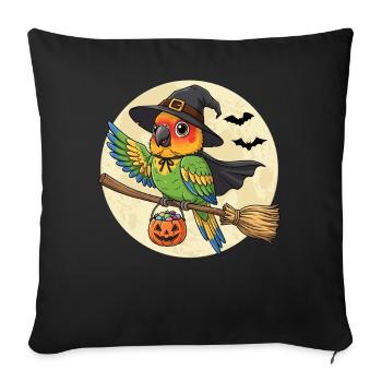 Cute Parrot Witch Halloween - Sofa pillowcase 17,3'' x 17,3'' (45 x 45 cm) - black - Front
