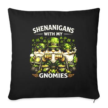 Shenanigans with my gnomes - Sofa pillowcase 17,3'' x 17,3'' (45 x 45 cm) - black - Front