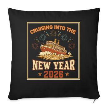 Voyages pyrotechniques en croisière dans la nouvelle année 2026 - Housse de coussin décorative 45 x 45 cm - noir - Devant