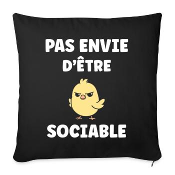I don't want to be sociable. - Sofa pillowcase 17,3'' x 17,3'' (45 x 45 cm) - black - Front
