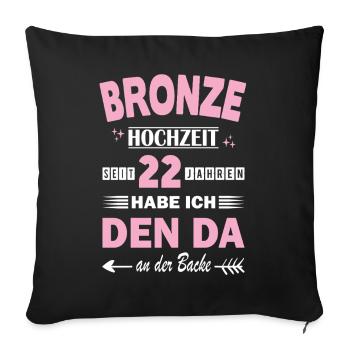 Mariage de bronze 22e anniversaire de mariage Épouse - Housse de coussin décorative 45 x 45 cm - noir - Devant