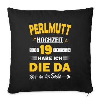 Mari : Mariage de la Mère de Perle pour le 19e anniversaire de mariage - Housse de coussin décorative 45 x 45 cm - noir - Devant