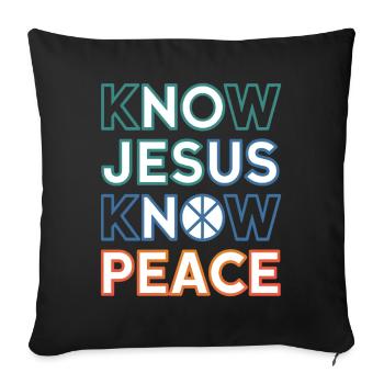 Typographie de Know Jesus Know Peace - Housse de coussin décorative 45 x 45 cm - noir - Devant