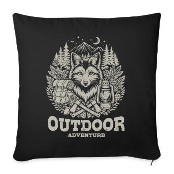 Outdoor Adventure | Nature - Camping - Hiking - Sofa pillowcase 17,3'' x 17,3'' (45 x 45 cm) - black - Front