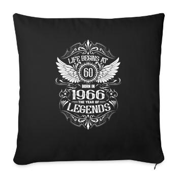 60th Birthday Life Begins Angel Wings Vintage - Sofa pillowcase 17,3'' x 17,3'' (45 x 45 cm) - black - Front