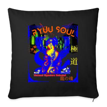Streetwear Néon Geisha Thermique Dragon Soul - Housse de coussin décorative 45 x 45 cm - noir - Devant