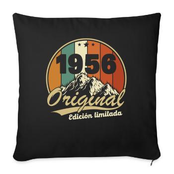 1956 Vintage Rétro Cadeau D'anniversaire - Housse de coussin décorative 45 x 45 cm - noir - Devant