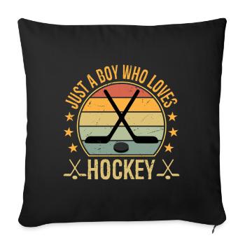 Drôle de hockey, juste un garçon qui aime le hockey - Housse de coussin décorative 45 x 45 cm - noir - Devant