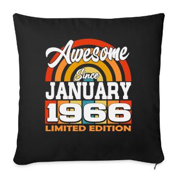 Janvier-1966-Vintage-Né-Anniversaire-Rétro -- - Housse de coussin décorative 45 x 45 cm - noir - Devant