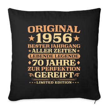 70e anniversaire Légende vivante Millésime 1956 - Housse de coussin décorative 45 x 45 cm - noir - Devant