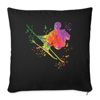 Alpin Ski Wintersport Nordischer Skilauf - Sofakissenbezug 45 x 45 cm - Schwarz - Vorne