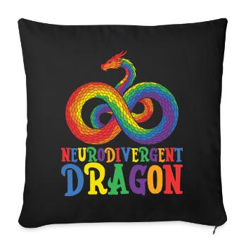 Neurodivergent Dragon Autism Awareness - Sofa pillowcase 17,3'' x 17,3'' (45 x 45 cm) - black - Front