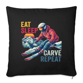 Conception de skis Carve Repeat - Housse de coussin décorative 45 x 45 cm - noir - Devant