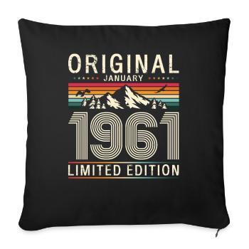 65e anniversaire Original janvier 1961 - Housse de coussin décorative 45 x 45 cm - noir - Devant