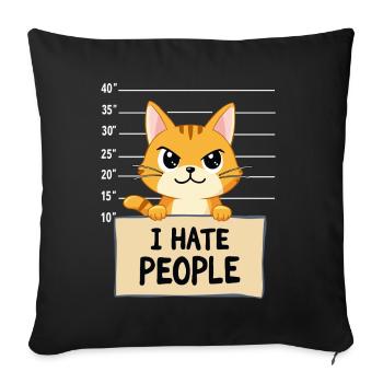 Griesgrämige Katze I Hate People Polizeifoto - Sofa pillowcase 17,3'' x 17,3'' (45 x 45 cm) - black - Front