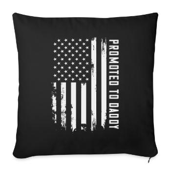 Promu Papa Père Fier du drapeau américain - Housse de coussin décorative 45 x 45 cm - noir - Devant