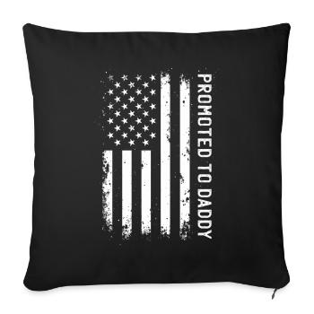 Promu Papa Père Fier du drapeau américain - Housse de coussin décorative 45 x 45 cm - noir - Devant