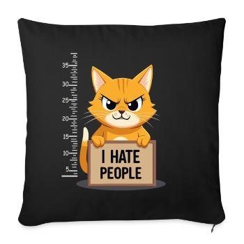 Griesgrämige Katze I Hate People Polizeifoto - Sofa pillowcase 17,3'' x 17,3'' (45 x 45 cm) - black - Front