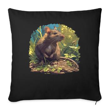 Rat Rat - Housse de coussin décorative 45 x 45 cm - noir - Devant
