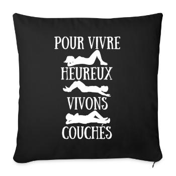 To live happily let's live in bed - Sofa pillowcase 17,3'' x 17,3'' (45 x 45 cm) - black - Front