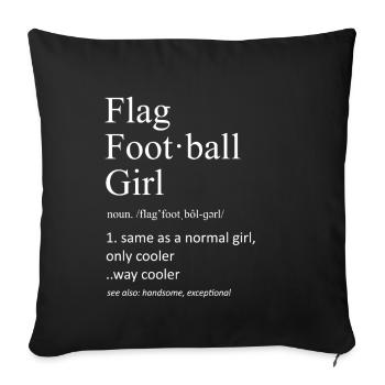 Définition de la fille de football drapeau Athlète sportive drôle - Housse de coussin décorative 45 x 45 cm - noir - Devant