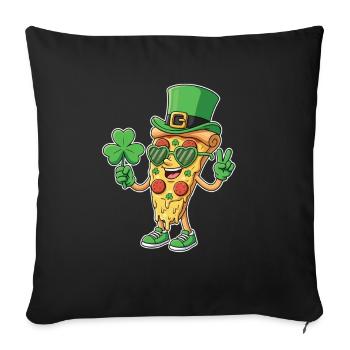Célébration de la cuisine irlandaise de St Patricks Pizza Clover - Housse de coussin décorative 45 x 45 cm - noir - Devant