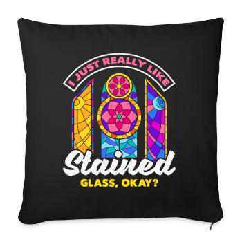 Stained Glass Art Stained Glass Artist - Sofa pillowcase 17,3'' x 17,3'' (45 x 45 cm) - black - Front