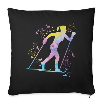 Cross-country skiing Cross-country skiing - Sofa pillowcase 17,3'' x 17,3'' (45 x 45 cm) - black - Front