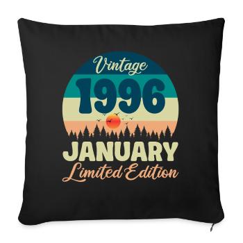 Birthday January 1996 Gift Vintage Limited - Sofa pillowcase 17,3'' x 17,3'' (45 x 45 cm) - black - Front