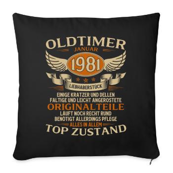 45th Birthday Gift Classic Car January 1981 - Sofa pillowcase 17,3'' x 17,3'' (45 x 45 cm) - black - Front