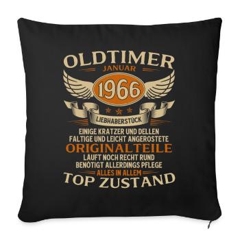 60. Geburtstag Geschenk Oldtimer Januar 1966 - Sofakissenbezug 45 x 45 cm - Schwarz - Vorne