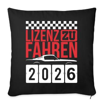 Driving License 2026 Driving Test Driving License Test - Sofa pillowcase 17,3'' x 17,3'' (45 x 45 cm) - black - Front