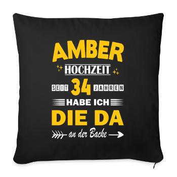 34 ans Anniversaire de couple Anniversaire de mariage - Housse de coussin décorative 45 x 45 cm - noir - Devant