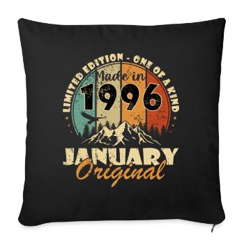 1996 January Original Vintage Logo - Sofa pillowcase 17,3'' x 17,3'' (45 x 45 cm) - black - Front