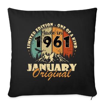 1961 January Original – Limited Edition - Sofa pillowcase 17,3'' x 17,3'' (45 x 45 cm) - black - Front