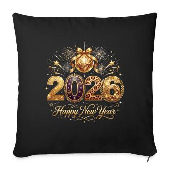 Happy New Year Party 2026 Disco Ball - Sofa pillowcase 17,3'' x 17,3'' (45 x 45 cm) - black - Front