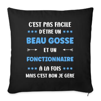 Beau Gosse et Fonctionnaire: Je Gère - Housse de coussin décorative 45 x 45 cm - noir - Devant