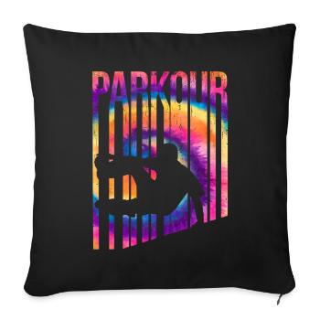 Parkour Tie-Dye Rétro Vintage - Housse de coussin décorative 45 x 45 cm - noir - Devant