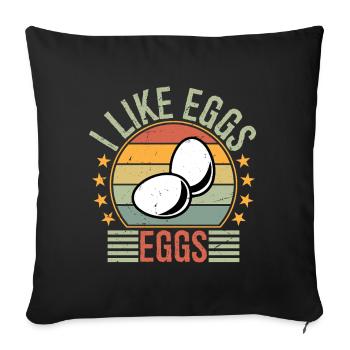 J’aime les œufs, t-shirt, petit-déjeuner brouillé pour foodie. - Housse de coussin décorative 45 x 45 cm - noir - Devant