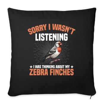 Outils pour propriétaires d’oiseaux, enclos pour cacher nourriture, pinsons zébrés - Housse de coussin décorative 45 x 45 cm - noir - Devant