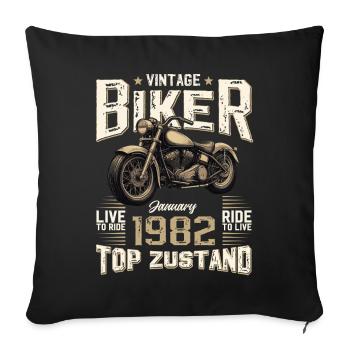 44th Birthday Gift Motorcyclist January 1982 - Sofa pillowcase 17,3'' x 17,3'' (45 x 45 cm) - black - Front