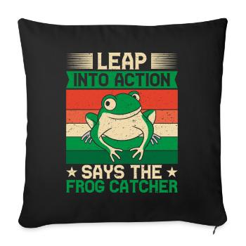 Frog Catcher Leap Into Action Frog - Sofakissenbezug 45 x 45 cm - Schwarz - Vorne