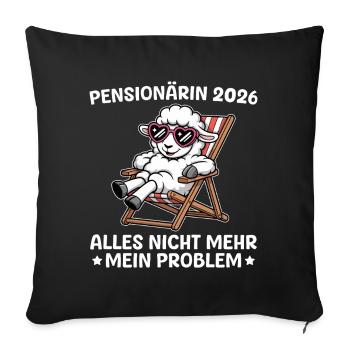 Retraité 2026 Moutons dans une chaise longue - Adieu - Housse de coussin décorative 45 x 45 cm - noir - Devant